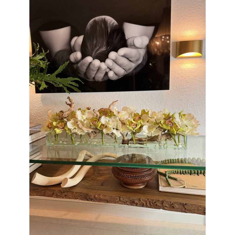 Mixed Floral Arrangement in Vase, 8" H x 36" W x 6" D
