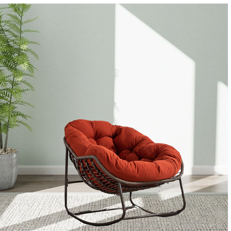 Chaise berçante d'extérieur en acier Alvan, Orange