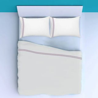 400TC Double Embroidery Sateen Solid Cotton 4 Piece Sheet Set Fitted Sheet Fits Upto 16" Deep Pocket, Lilac