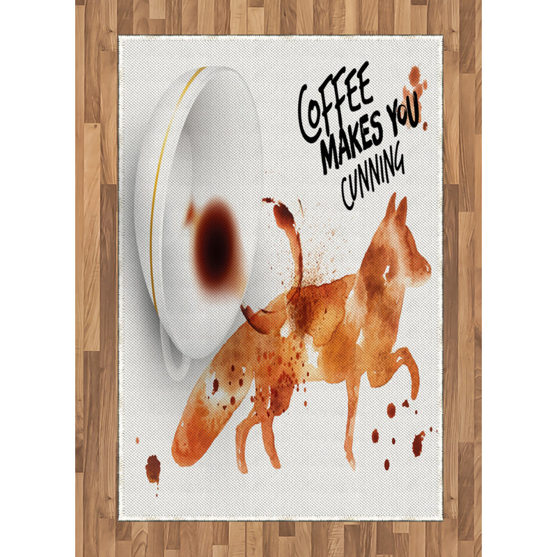 Tapis brun café art, Rectangle— 4 pi x 5 pi 8 po