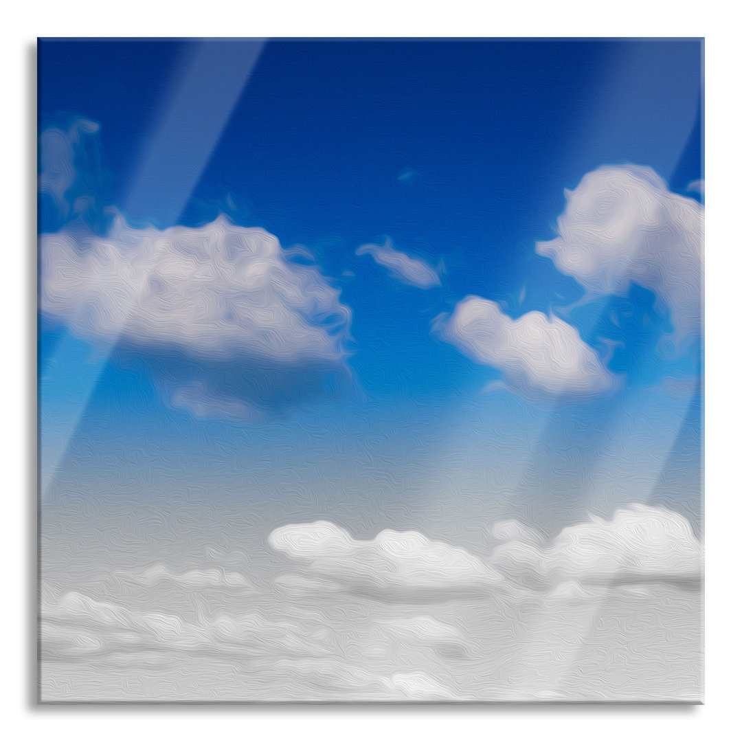 Glasbild Schäfchenwolken an blauem Himmel