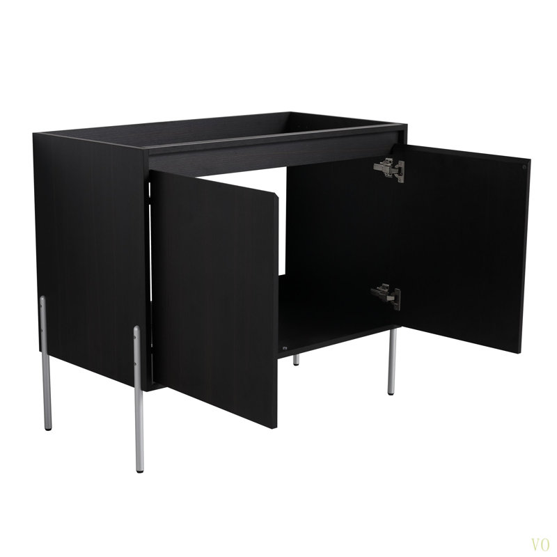 Meuble-lavabo sur pied 36 po, armoire de rangement avec portes à fermeture douce (ensemble KD) - sans le lavabo