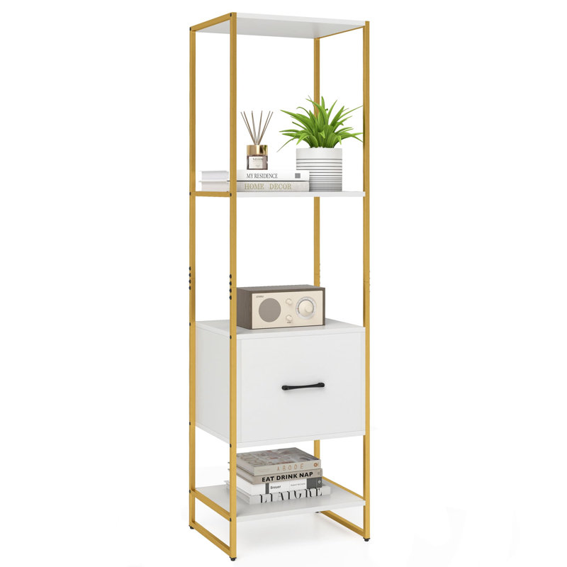 160cm H x 45cm W Metal Bookcase, White
