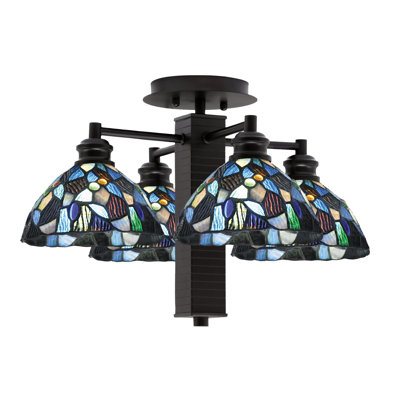 Edge 4 Light Semi-Flush With 7" Glass