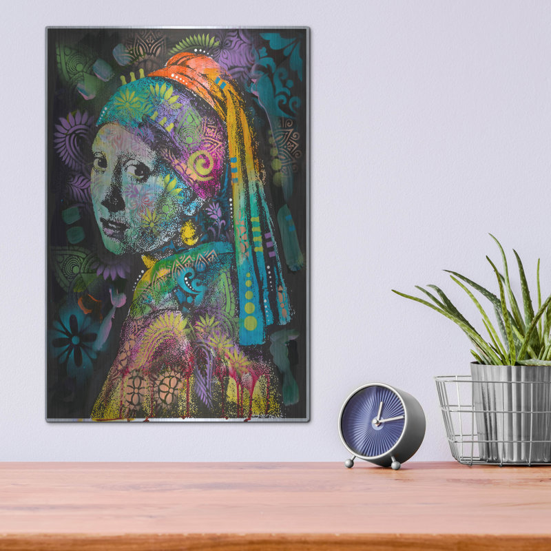 Art mural en métal Red Barrel Studio® «Girl With The Pearl» par Dean Russo, H 16 po x l 12 po