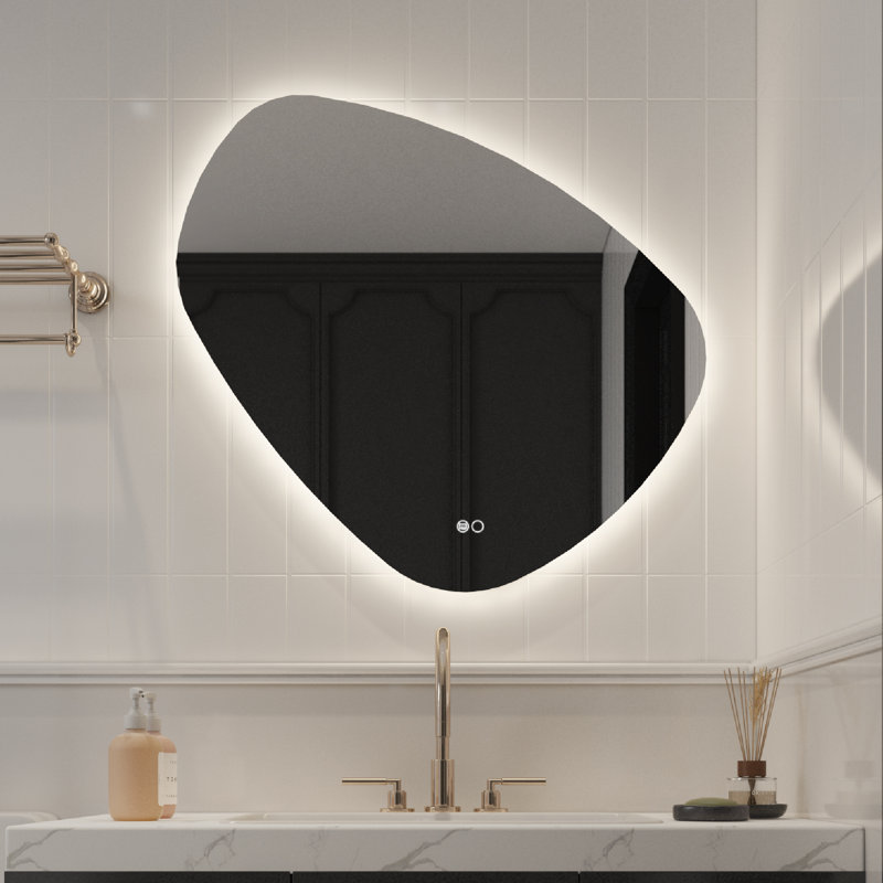 Wall Mounted Back Light Bathroom Frameless Drop Shape LED Mirror With Anti- Fog And Memory Function