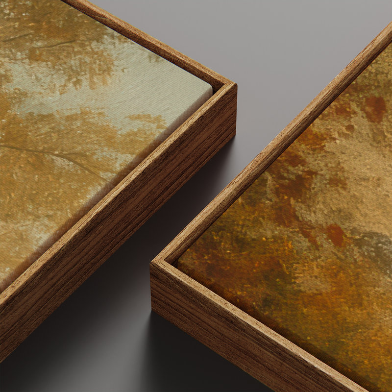 Paysage d'automne avec embarcation rustique en barque, ensemble de 2 reproductions d'art encadrées sur toile 60 po x 20 po x 2 pièces