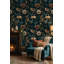Papier peint floral foncé Moody Botanical-607416429