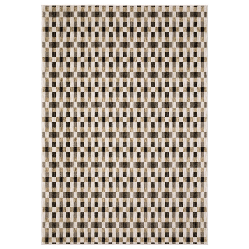 Tapis noir / doré Harlow, Rectangle 6 pi 7 po x 9 pi 6 po