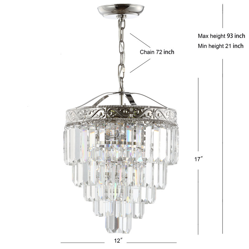 Kingsdown 2-Light Unique / Statement Tiered Chandelier, Polished Nickel/Clear