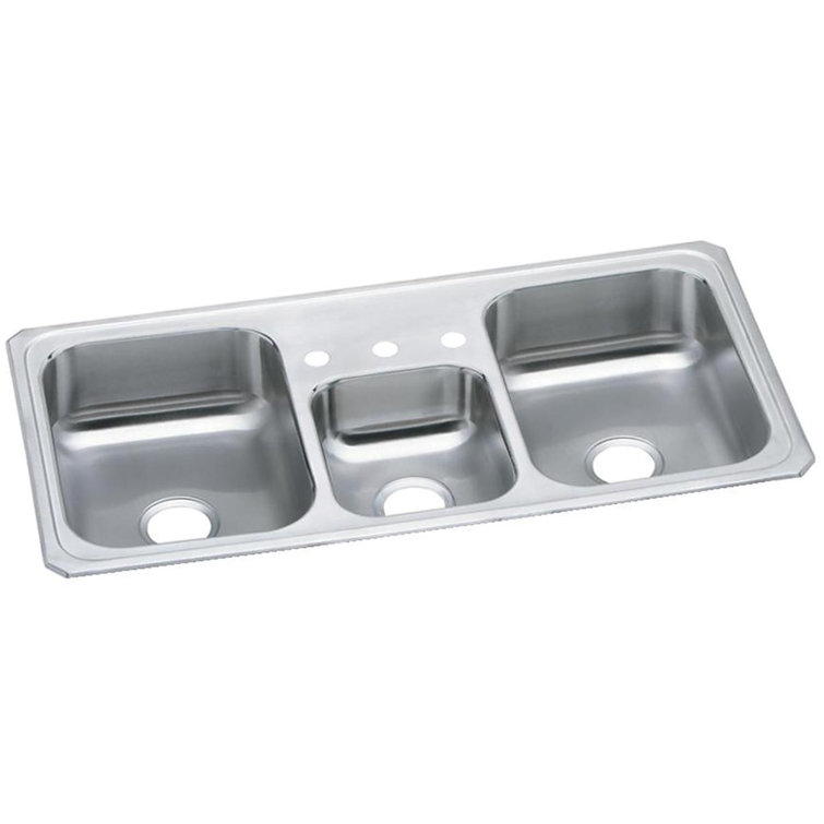 Celebrity 43" L x 22" W Triple Basin Drop-in Kitchen Sink