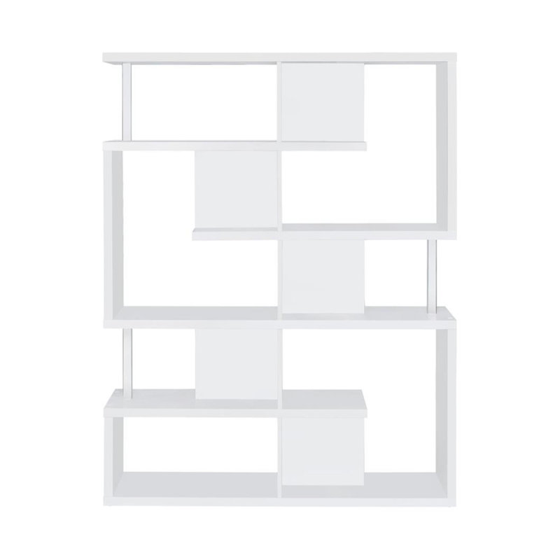 Bibliothèque à 5 niveaux en blanc et chrome