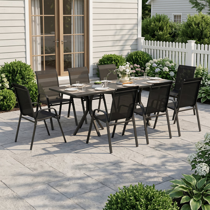 Patio Dining Armchair, 8, Black
