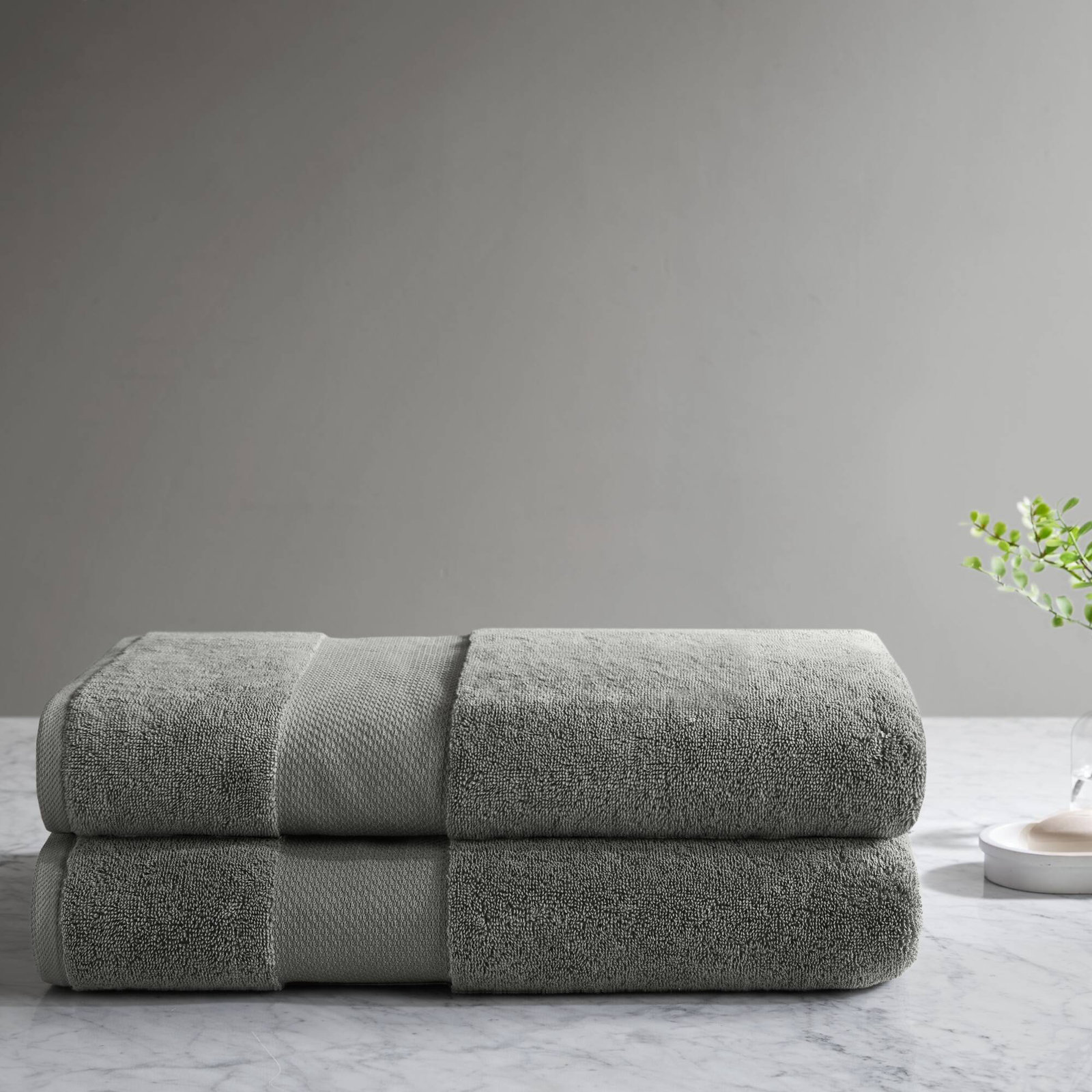 Turkish Cotton Quick-Dry Towel Set, Charcoal, Bath Sheets - 2 Pack