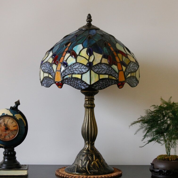 Lampe de table en verre teinté bleu mer, lampe Tiffany, style libellule,  bureau, lampe de lecture, décor à côté de la chambre, amaran, 12x12x18 -  AliExpress