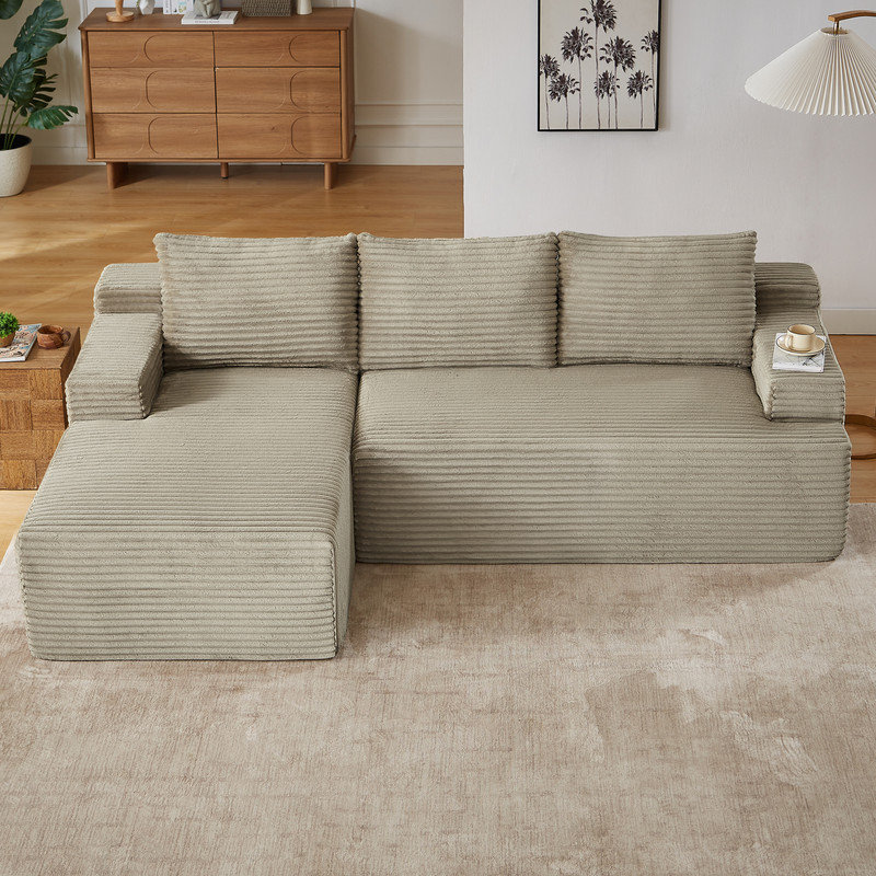 Boneless 96" Sectional Couches for Living Room Fluffy Cloud Couch Sofa with Deep Seat Upholstered Boneless Couchs Modern Modular Sectional Couch with Chaise