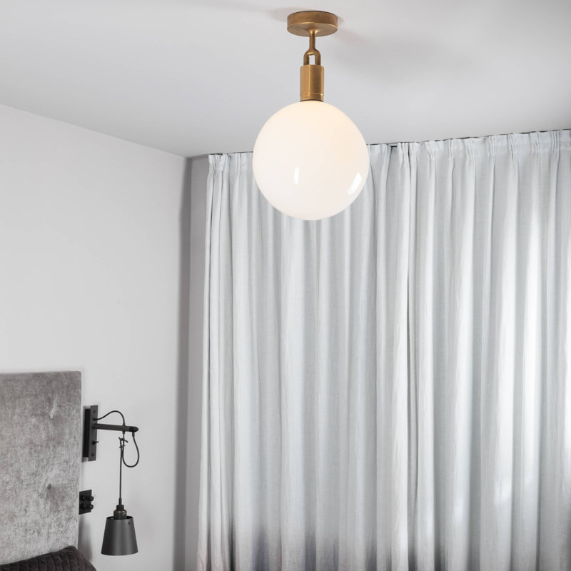 1 - Light Semi Flush Mount, Gun Metal, Large, Opal