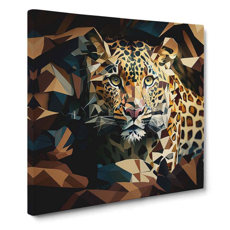 Leopard Cubism - Wrapped Canvas, 50cm H x 50cm W x 3cm D