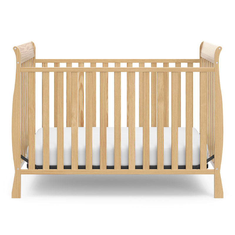 Natural Wood 3-in-1 Convertible Sleigh Crib
