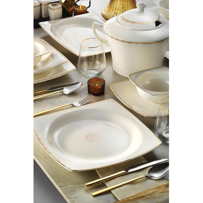 Service de table en porcelaine tendre 61 pièces Hamner, service pour 12