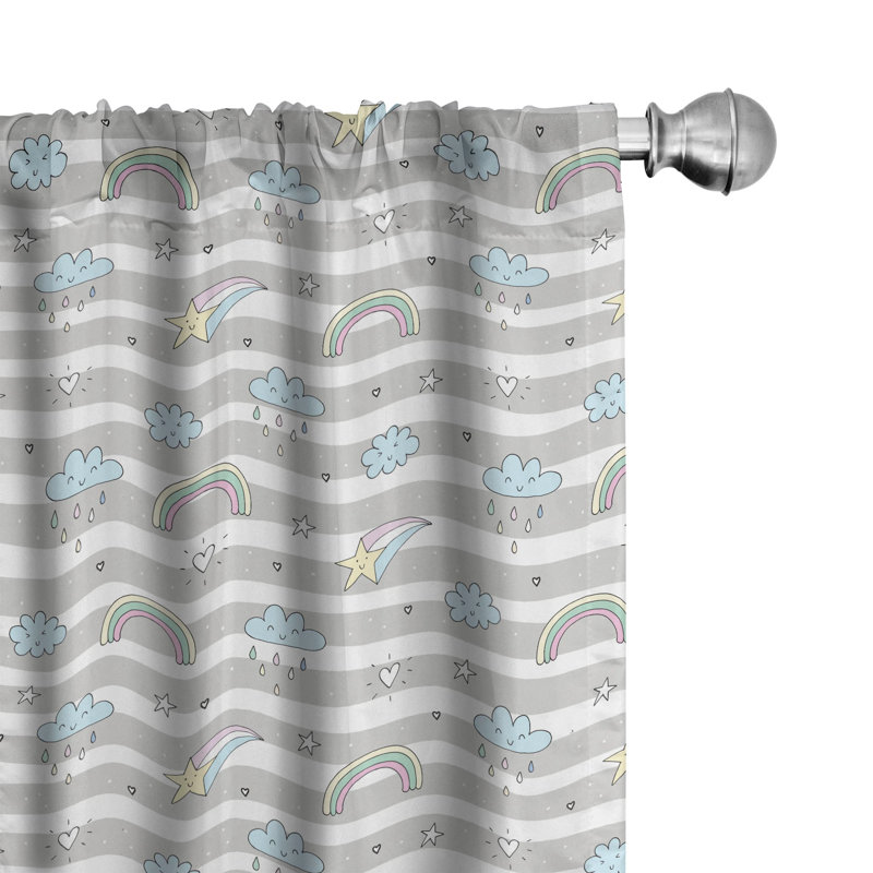 Rainbow Striped Semi-Sheer Rod Pocket Sliding Panel, 28" x 84"