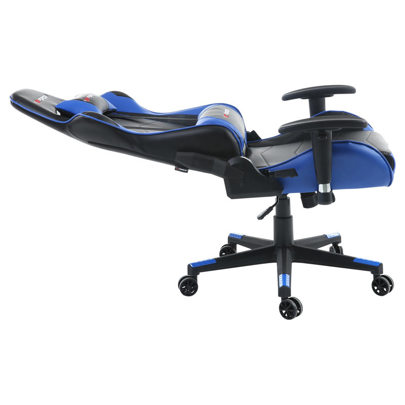 Brayden Studio Forcier Reclining Faux Leather PC & Racing Game Chair, Blue/Black