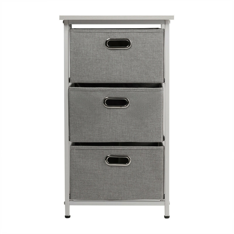 Commode 3 tiroirs Simmon, Blanc / Gris