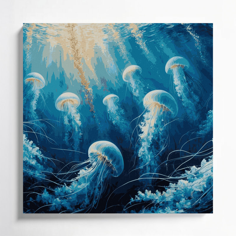 «Coastal Deep Sea Scene», art mural sur toile bleue, H 12 po x l 12 po