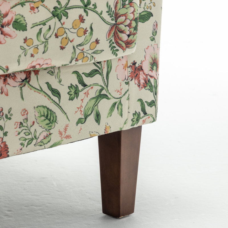 Chaise avec accoudoirs en mélange de polyester à motifs, structure en bois de bouleau massif avec pieds fuselés bruns, chaise d'appoint rembourrée de mousse avec garniture pour le bureau du salon