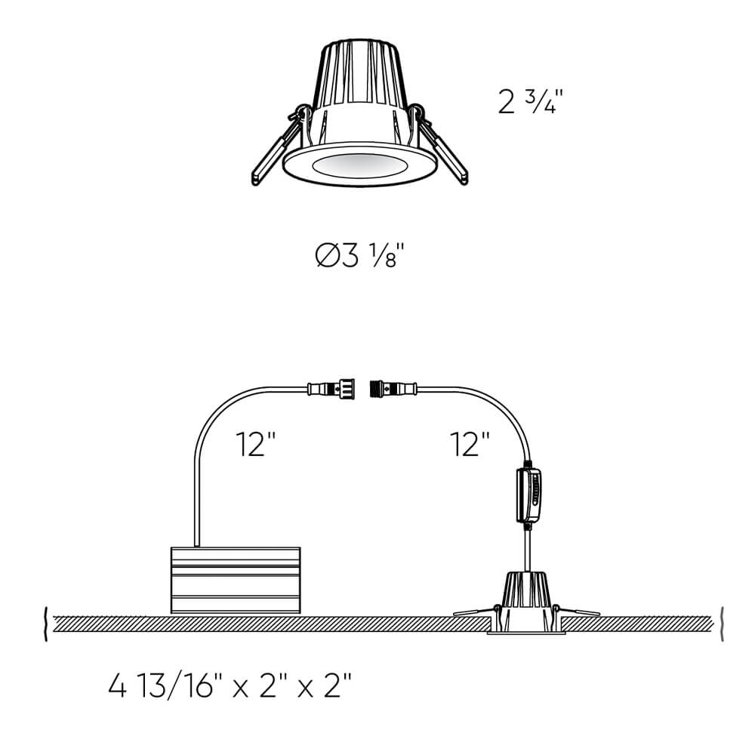 2'' Selectable Color Temperature Dimmable Air-Tight IC Rated LED Canless Recessed Lighting Kit
