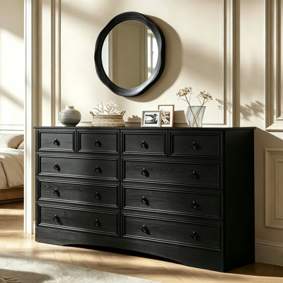 10 Drawer Dresser For Bedroom, Dresser Tv Stand, Chest Of Drawers For Storage And Organization, Black
