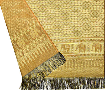 Thai Golden Elephant Gold Rectangle Table Cloth