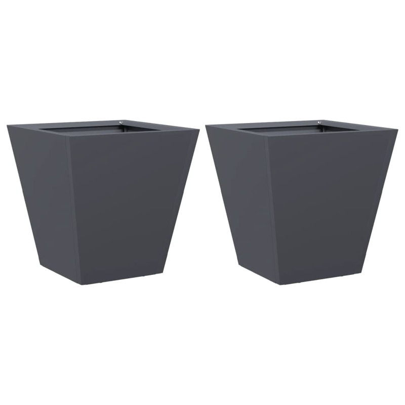 Aldegundo Metal Elevated Planter, Anthracite, 30cm H x 30cm W x 30cm D