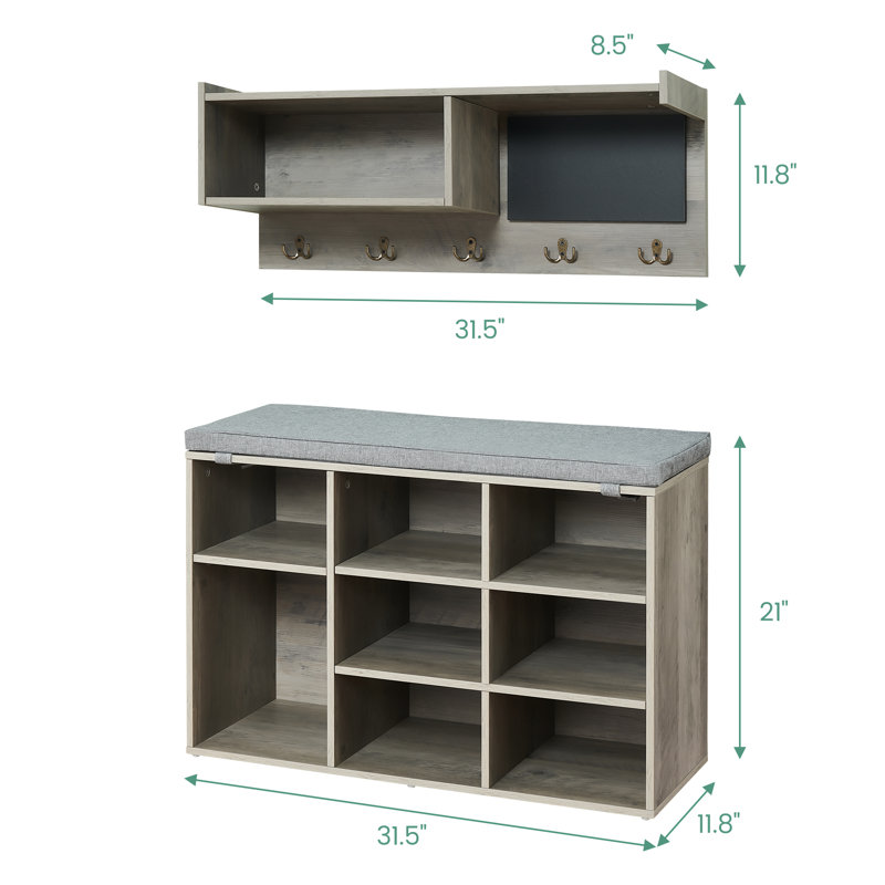 9 Pair Shoe Storage Cabinet, Grey
