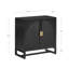 Armoire de rangement à porte arquée en rotin noir -1710381867