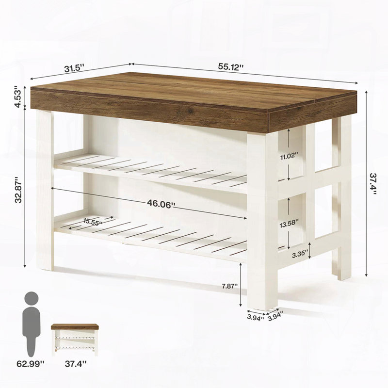 Îlot de cuisine en bois d'ingénierie robuste