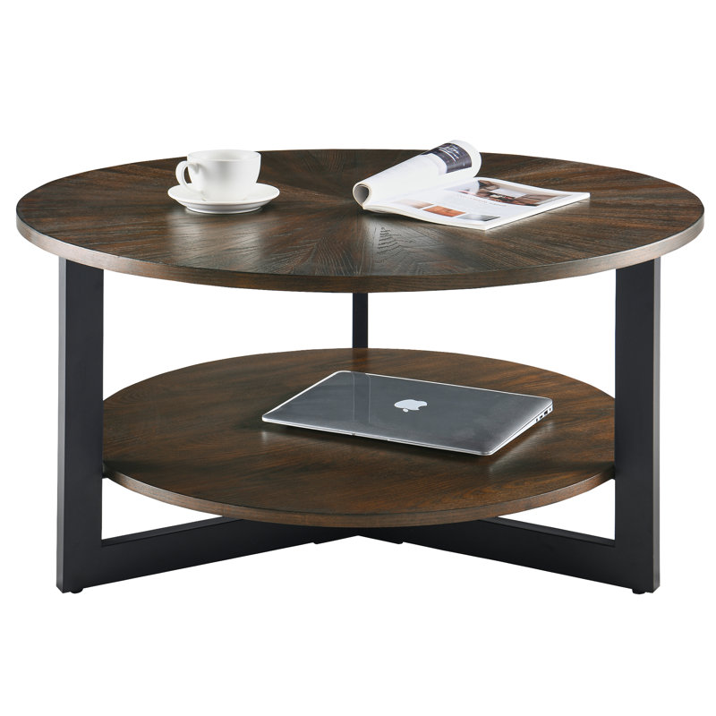 Nystrom Three Leg Coffee Table with Storage, Brown