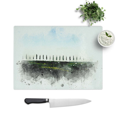 Tempered Glass Tuscany Fields in Siena Italy in Abstract Chopping Board