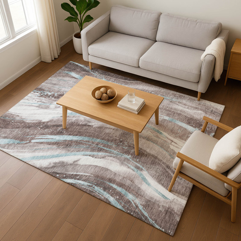 Premium Machine Washable Slesnick AMF1676 Swirls Rug, Rectangle 8' x 10'