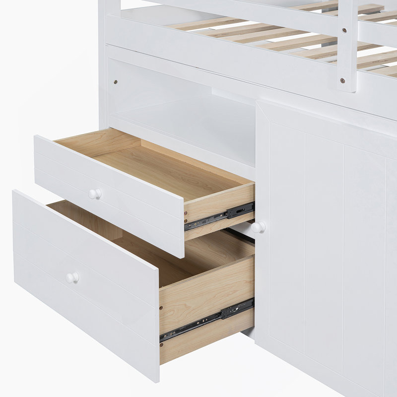 Lit mezzanine avec 4 tiroirs Kellsey, Blanc