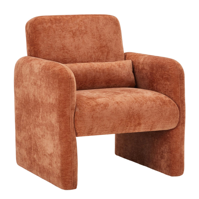 Upholstered Armchair, Orange Chenille