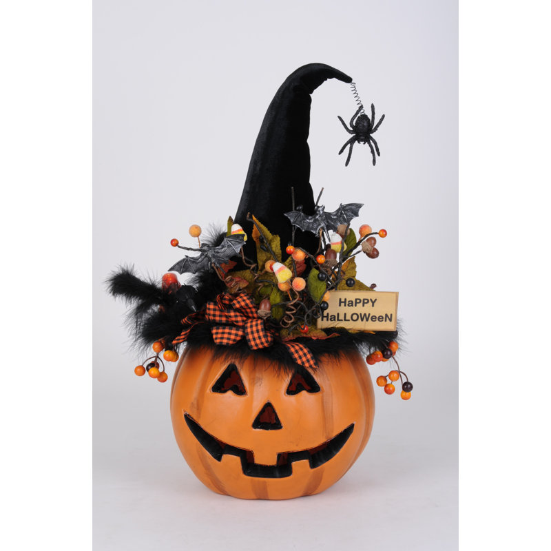 Lighted Fiber Optic Pumpkin, 26" H x 13" W x 12" D