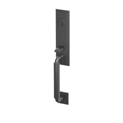 Emtek Single Cylinder Manning Monolithic Tubular Entry Set w/ Poseidon Lever, Satin Brass, (RH)