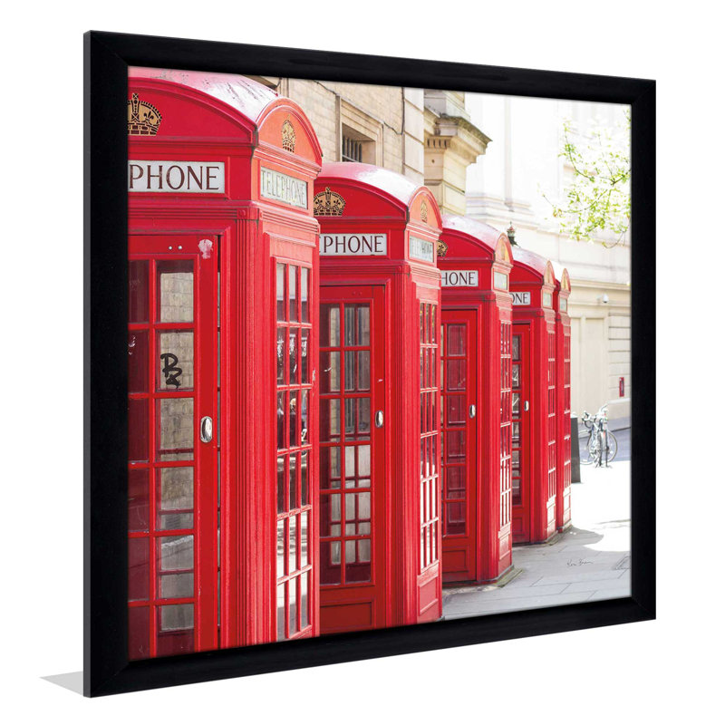 «Covent Garden Téléphone Boxes», reproduction de photo sur toile, H 37,5 po x l 37,5 po x P 1 po, Cadre noir