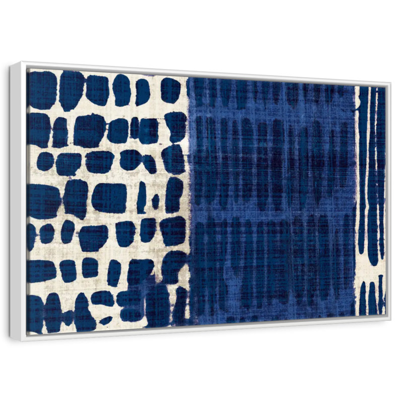 Indigo Batik I, Cadre flottant blanc, 13 po x 9 po