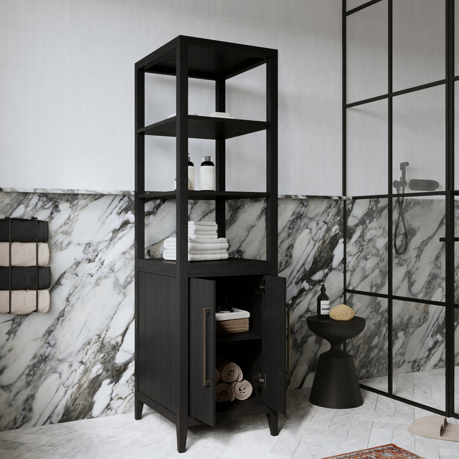 Alsup Solid Wood Freestanding Linen Cabinet