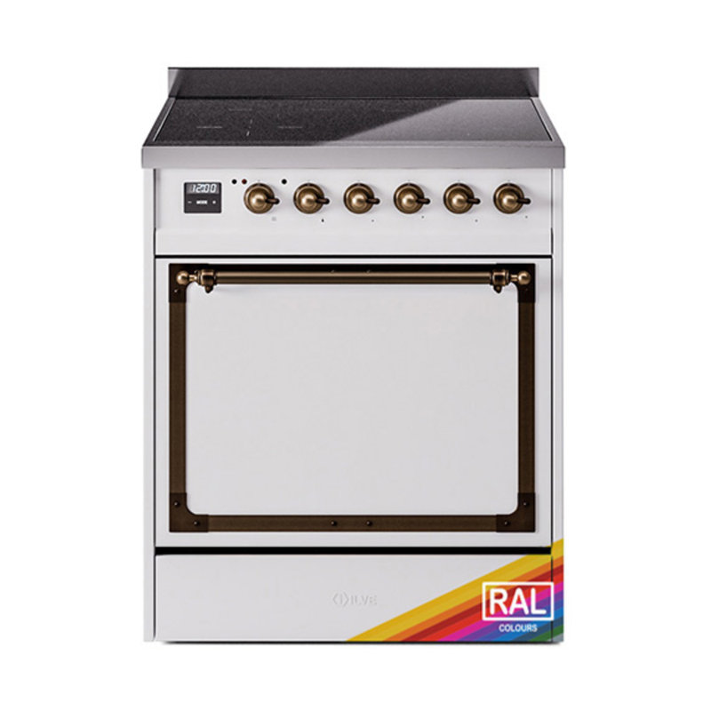 ILVE Nostalgie II Noblesse 30 inch Induction Range (Solid Door, RAL), Burnished