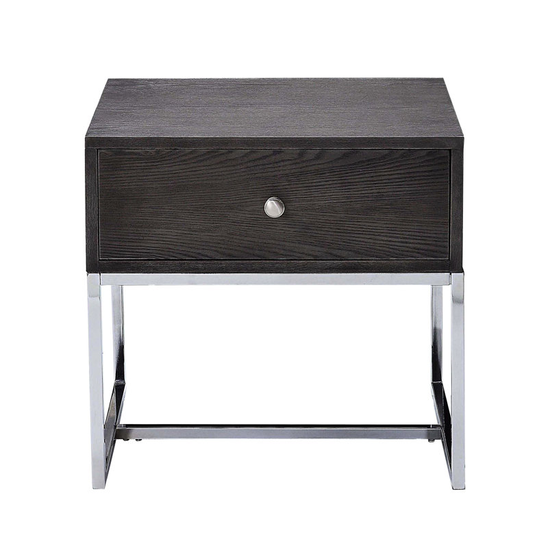 Table de bout de conception moderne en chêne gris et avec garniture de rangement pratique