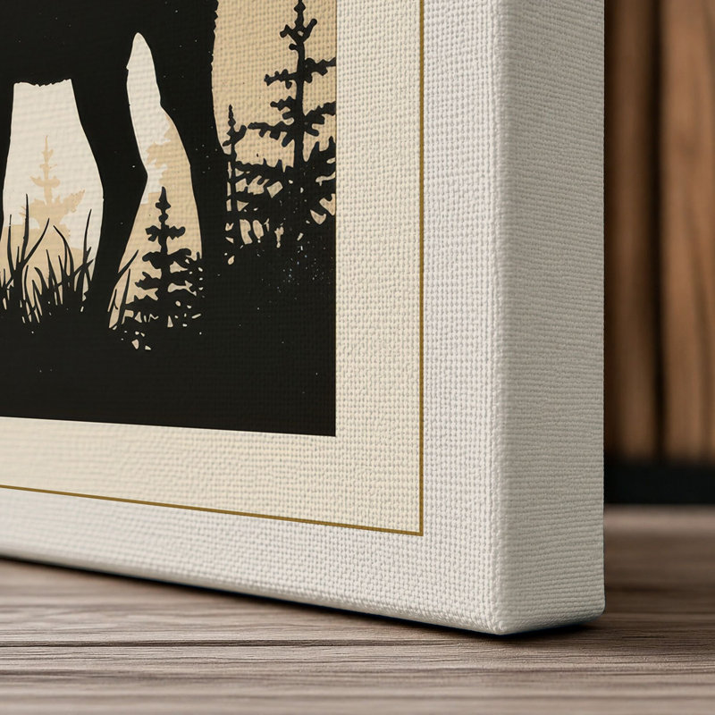 Silent Elk Scandinavian - Wrapped Canvas, 36x24 - 91.4 x 61.0 cm, Cream Border