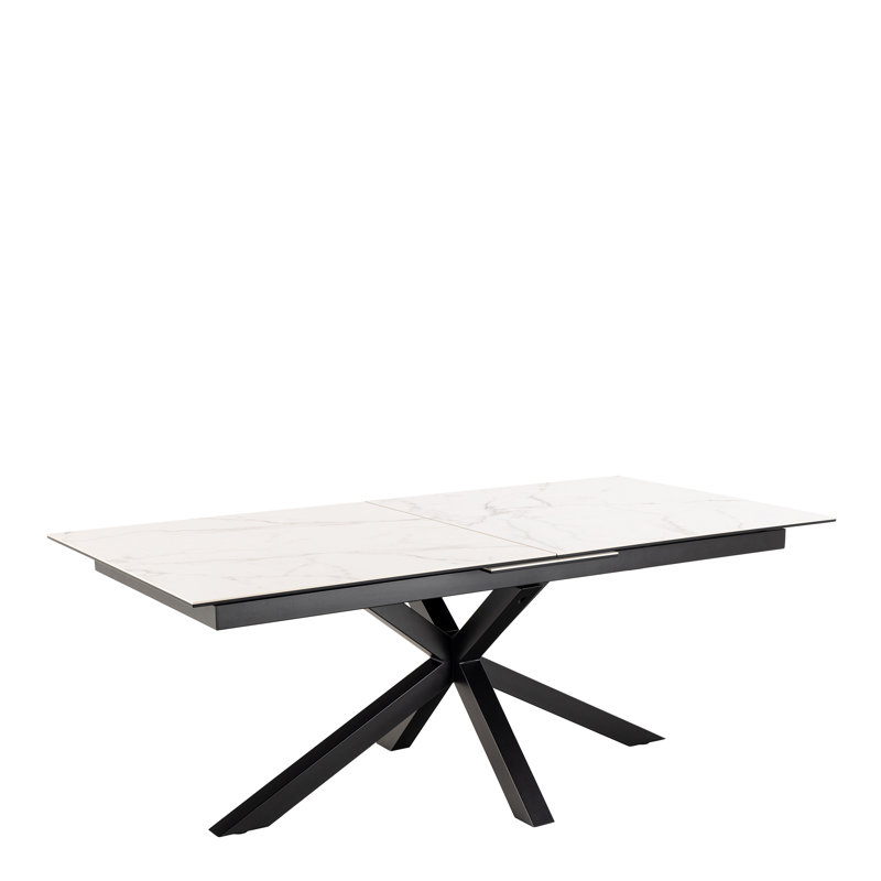 Harrisonburg Extendable Metal Base Dining Table, White, 76cm H x 100cm W x 240cm L
